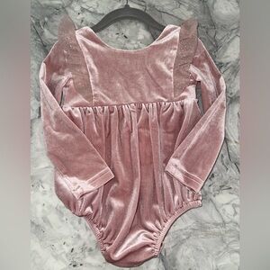 Ollie Jay Pink Velvet Long Sleeve Romper
